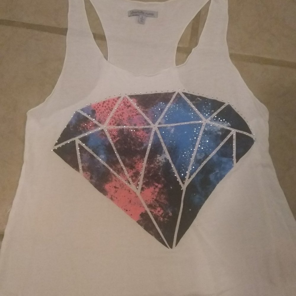 White diamond rhinestone tank sz small